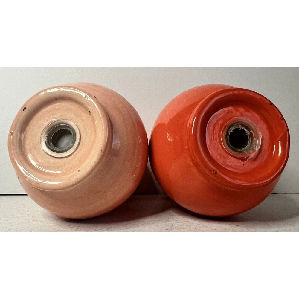 Salt and Pepper Shakers with Stoppers in Orange Ceramic Granny core Cottage core